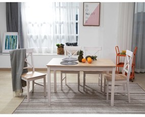 Σετ Τραπεζαρία Κουζίνας DAILY Λευκό/Φυσικό Ξύλο 1 Τραπέζι+4 Καρέκλες