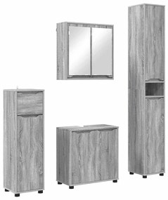 vidaXL Σετ Επίπλων Μπάνιου 4 pcs Γκρίζο Σονομα Επεξεργασμένο ξύλο