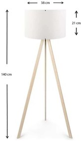 Φωτιστικό δαπέδου Rosling Megapap Mdf/ύφασμα/Pvc χρώμα φυσικό/λευκό 38x21x140εκ.