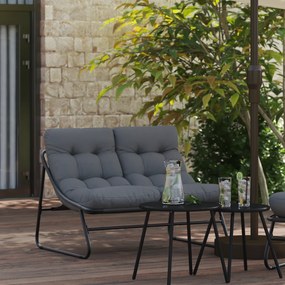 vidaXL Πάγκος Κήπου  με Μαξίλαρι Μαύρος 110x80x71 εκ. Ατσάλι