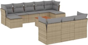 vidaXL Patio Sofa Set 10-θέσια Μίξη μπεζ και ανοιχτό γκρι