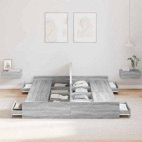 vidaXL Κρεβάτι με αποθηκευτικό χώρο Γκρι sonoma 135 x 190 cm