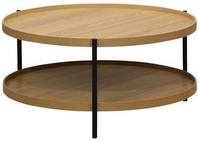 Intrahome Τραπέζι σαλονιού Portogie Intrahome mdf φυσικό-μέταλλο μαύρο Φ80x40εκ | SKU: INTRAPA-371111120