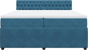 vidaXL Κρεβάτι Boxspring με Στρώμα Μπλε 200x200 εκ. Βελούδινο