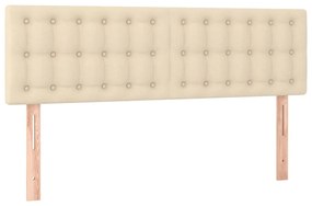 vidaXL Κρεβάτι Boxspring με Στρώμα &amp; LED Κρεμ 140x190 εκ. Υφασμάτινο