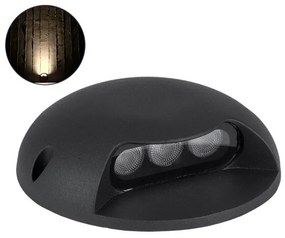 Επίτοιχο Σποτ Φωτιστικό Τοίχου LED 3W IP65 Θερμό 2700K Μαύρο-STEP-LUNA 90616 Globostar-90616-Μαύρο 90616