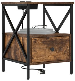 vidaXL Κομοδίνο Καπνιστή δρυς 41.5 x 40.5 x 55 εκ. Επεξεργασμένο ξύλο