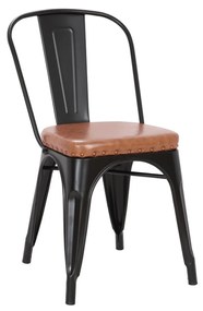 Καρέκλα Στοιβαζόμενη RELIX Μέταλλο/PU Camel 45x51x82cm