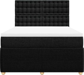 vidaXL Κρεβάτι Boxspring με Στρώμα Μαύρο 140x200 εκ. Υφασμάτινο