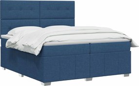 vidaXL Κρεβάτι box spring με στρώμα Μπλε 160 x 200 cm Ύφασμα