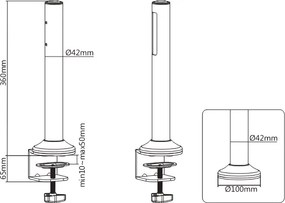 BRATECK 2x βάσεις στήριξης πάνελ SW02-3, SW series, για γραφείο