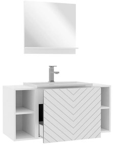 Σετ μπάνιου Comfivo E104, 106x35cm, Άσπρο, Πλαστικοποιημένη μοριοσανίδα, Ινοσανίδες μέσης πυκνότητας, Καθρέφτης, Ξεχωριστά μέρη | Epipla1.gr