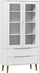 vidaXL Βιτρίνα MOLDE Λευκή 90 x 35 x 175 εκ. από Μασίφ Ξύλο Πεύκου
