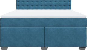 vidaXL Κρεβάτι Boxspring με Στρώμα Μπλε 180x200 εκ. Βελούδινο