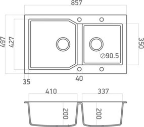 Sanitec Ultra Granite 804 (86x50) - Γρανιτένιος νεροχύτης - Nero
