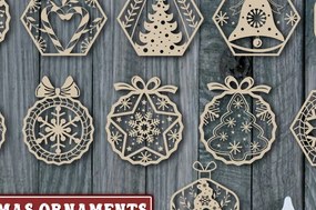 Σετ των 2 Intra απο ξύλο plywood 3mm-4mm πάχος Χριστουγεννιάτικα στολίδια Cut Δίασταση 20x30 cm INTRAFABR-86463067