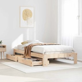 vidaXL Σκελετός Κρεβατιού Χωρίς Στρώμα 75x190 εκ Μασίφ Ξύλο Πεύκου