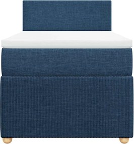 vidaXL Κρεβάτι Boxspring με Στρώμα Μπλε 90x200 εκ.Υφασμάτινο