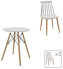 Intrahome Τραπεζαρία Aurora-EVERESTA Intrahome σετ 3τεμ pp-mdf σε γκρι-λευκό-φυσική απόχρωση Φ60x73εκ | SKU: INTRAPA-311111088