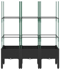 Ζαρντινιέρα Κήπου με Καφασωτό Μαύρο 120 x 40 x 142,5 εκ. από PP - Μαύρο