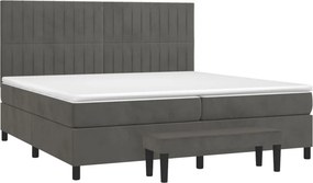 vidaXL Κρεβάτι Boxspring με Στρώμα Σκούρο Γκρι 200x200 εκ. Βελούδινο