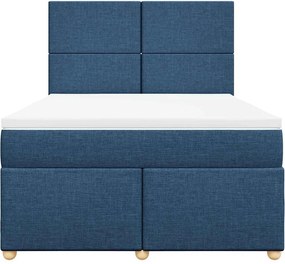 vidaXL Κρεβάτι Boxspring με Στρώμα Μπλε 140x190 εκ. Υφασμάτινο