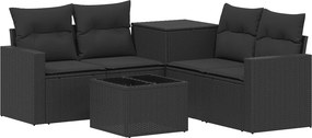 vidaXL Σετ Καναπέ 6 τμχ. Μαύρο 55 x 55 x 37 εκ Πολυ-ρακί και Χάλυβας