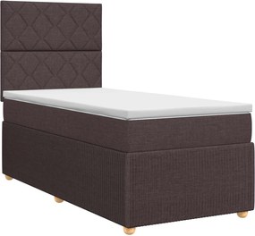vidaXL Κρεβάτι box spring με στρώμα Σκούρο Καφέ 90 x 200 cm Ύφασμα