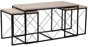 Ζιγκόν Defne (Σετ 3Τμχ) 854KLN4754 100x50x52/45x45x52cm Travertine Beige-Black