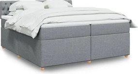vidaXL Κρεβάτι Boxspring με Στρώμα Ανοιχτό Γκρι 200x200 εκ. Υφασμάτινο