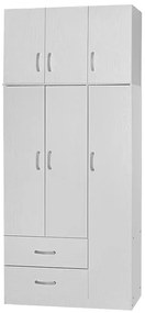 Ντουλάπα τρίφυλλη και πατάρι Zelia pakoworld λευκό 90x42x180εκ. (249-000028+249-000040)