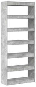 vidaXL Βιβλιοθήκη με ράφι Γκρι σκυροδέματος 80 x 30 x 198 εκ