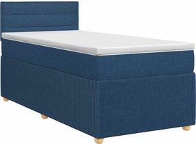 vidaXL Κρεβάτι box spring με στρώμα Μπλε 90 x 200 cm Ύφασμα