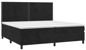 vidaXL Κρεβάτι Boxspring με Στρώμα &amp; LED Μαύρο 200x200 εκ. Βελούδινο