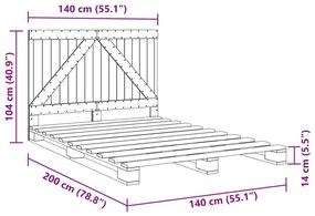 ΠΛΑΙΣΙΟ ΚΡΕΒΑΤΙΟΥ ΜΕ ΚΕΦΑΛΑΡΙ 140X200 ΕΚ. ΑΠΟ ΜΑΣΙΦ ΞΥΛΟ ΠΕΥΚΟΥ 3281552