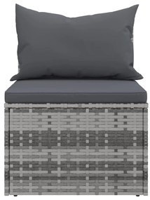 vidaXL Καναπέδες Κήπου Μεσαίοι 2 τεμ. Γκρι Συνθ. Ρατάν με Μαξιλάρια