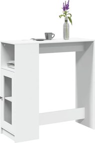 vidaXL Τραπέζι Μπαρ με Ράφια Λευκό 101x40x103,5 εκ. Επεξεργ. Ξύλο