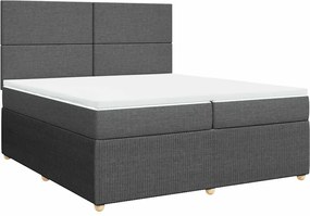 vidaXL Κρεβάτι Boxspring με Στρώμα Σκούρο Γκρι 200x200 εκ. Υφασμάτινο