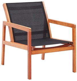 vidaXL Πολυθρόνα Κήπου Μαύρη από Μασίφ Ξύλο Ευκαλύπτου / Textilene