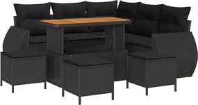 vidaXL Σετ Καναπέ Κήπου 9 pcs 8-Αριθμός καθισμάτων Μαύρο