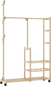 VidaXL Ράφι Ρούχων με Ράφια και Ρόδες 100x38x175,5 εκ. από Μπαμπού