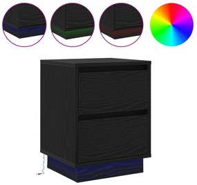 vidaXL Κομοδίνο με LED Φώτα Μαύρο 39x34.5x50 εκ.