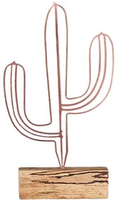 Διακοσμητικό Επιτραπέζιο Cactus 533BSG1112 17x3,5x37cm Natural-Bronze Aberto Design Μέταλλο,Ξύλο
