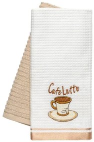 Beauty Home Ποτηρόπανα σετ 2τμχ Latte Art 8804 40x60 Μπεζ