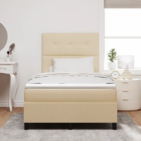 vidaXL Κρεβάτι με Ελατήρια και Στρώμα & LED Κρεμ 120 x 200 εκ. Υφασμάτινο