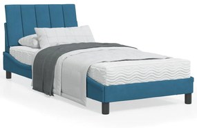 Πλαίσιο Κρεβατιού με LED Μπλε 90x200 εκ. Βελούδινο - Μπλε