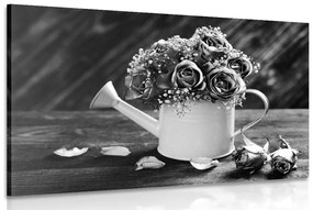 Εικόνα ενός τριαντάφυλλου σε μια κούπα σε μαύρο & άσπρο - 90x60