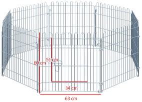 PawHut Περίφραγμα Εξωτερικού Χώρου για Κουτάβια Περίφραγμα Κουταβιών Πάρκο Κουταβιών Πλέγμα Κουταβιών για Ζώα 8 τεμάχια Π63 x Υ60 cm
