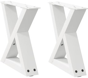 vidaXL Πόδια Τραπεζιού Σαλονιού 2 τεμ. Λευκά 40x(30-31,3) εκ. Ατσάλι