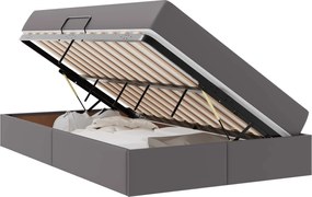 vidaXL Κρεβάτι με αποθηκευτικό χώρο και στρώμα 2 pcs Γκρι Δέρμα